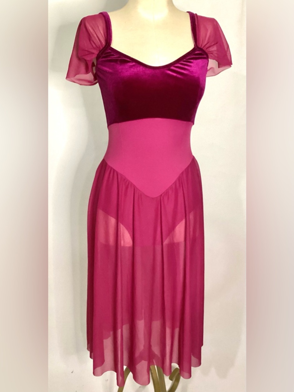 Weissman Crimson Red Ballet Lyrical Dance Dress Small Adult